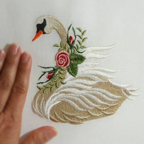 7 Sizes-Swan with Rose-Machine Embroidery Design--Instant download