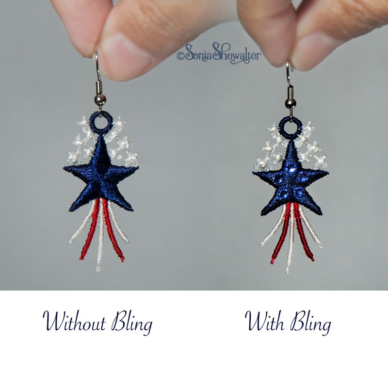 Patriotic Star Earrings: Sonia Showalter Designs