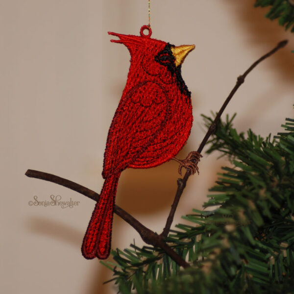 Cardinal Ornament (Free Standing Lace)